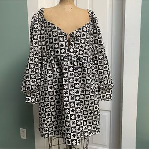 LISA SAYS GAH! 3X PLUS SIZE OP ART CHECKER BOARD MINI BABY DOLL DRESS NEW W/ TAG